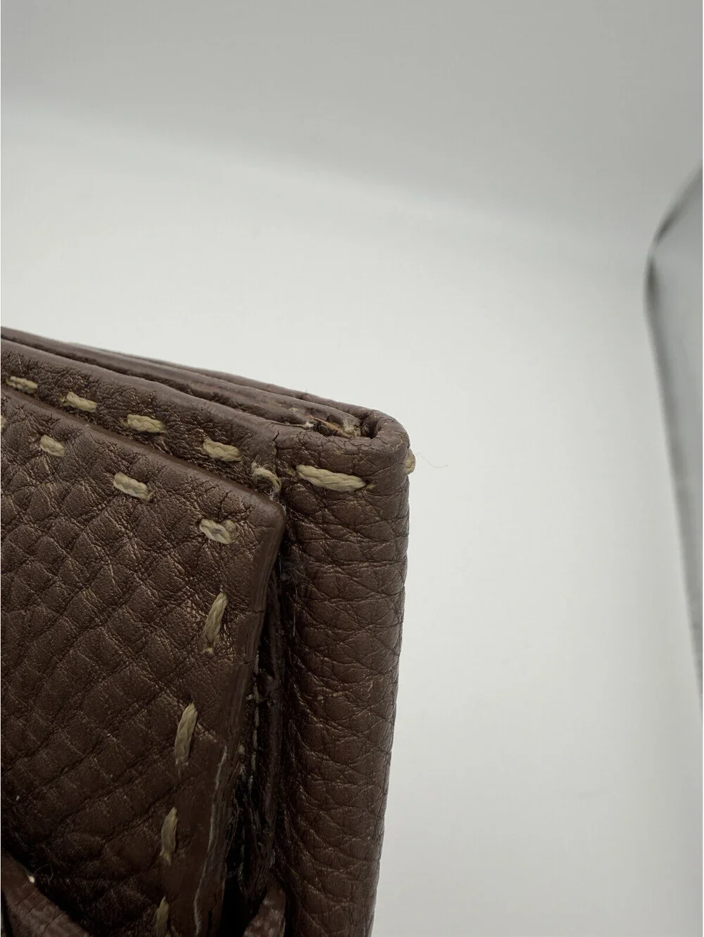 Authentic Fendi Selleria Small Bifold Wallet Hand-Stitched Roman Leather Brown